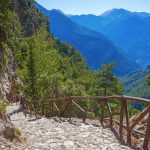 National Park of Samaria, Grecce, island Crete. Gorge Samaria. Magnificent view the top of the mountain. Forest path.