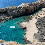 Kalypso cretan village pirate bay with turquoise bleu water in Crete, Greece