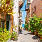 Beautiful street in Chania, Crete island, Greece. Summer landscape